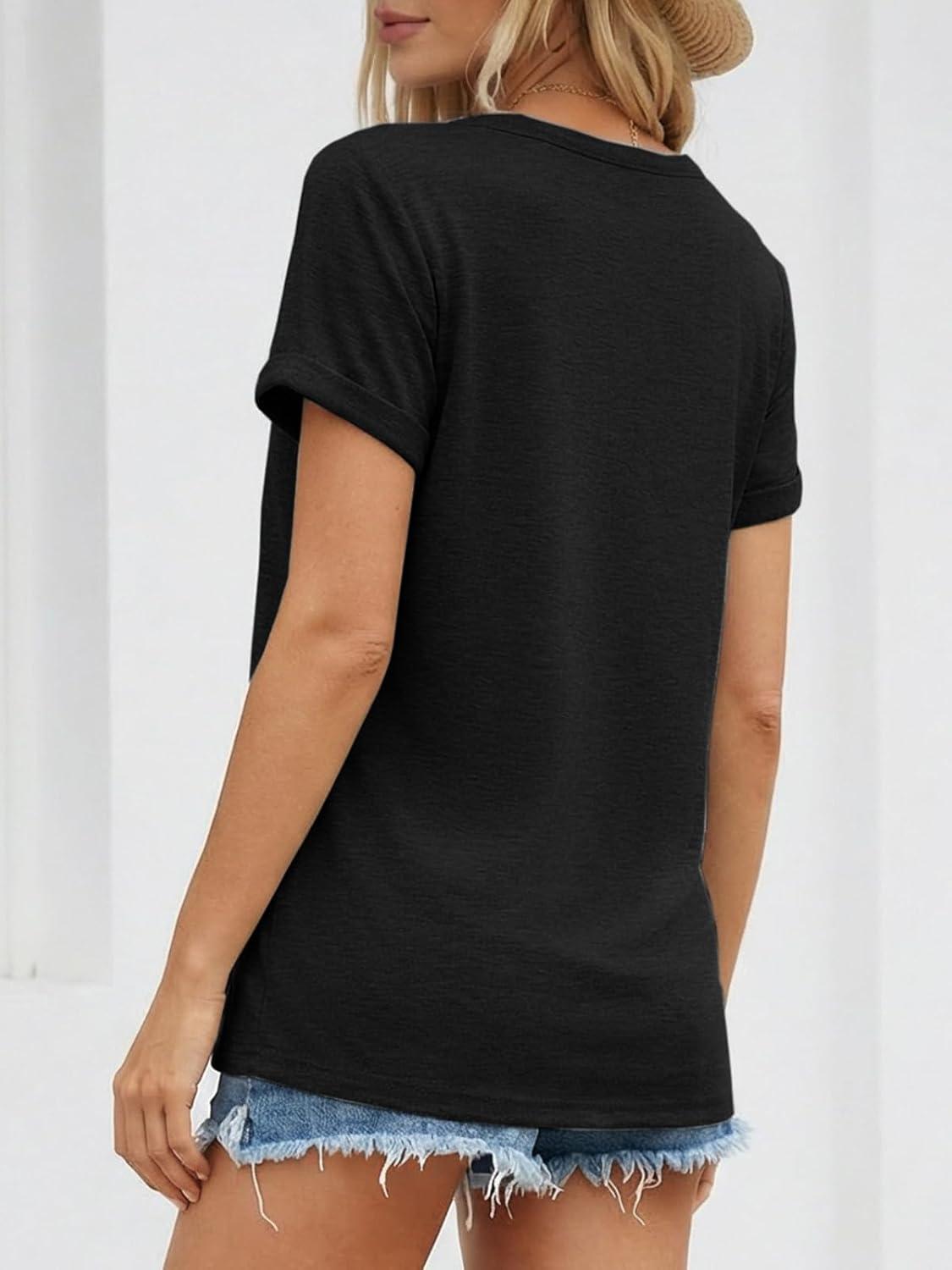 imageATHMILE Womens Boat Neck Tops Fashion Short Sleeve Scoop Neck Tees for Women Trendy Casual Shirts Summer Beach Outfits 2026Black