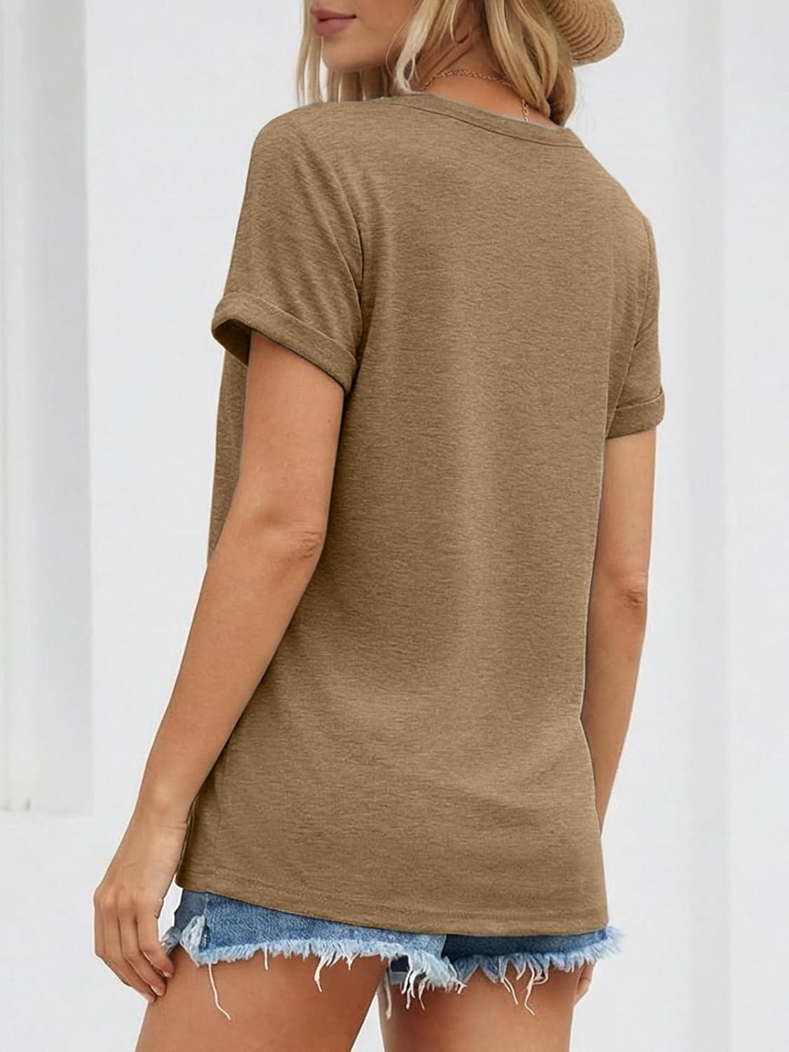 imageATHMILE Womens Boat Neck Tops Fashion Short Sleeve Scoop Neck Tees for Women Trendy Casual Shirts Summer Beach Outfits 2026Coffee