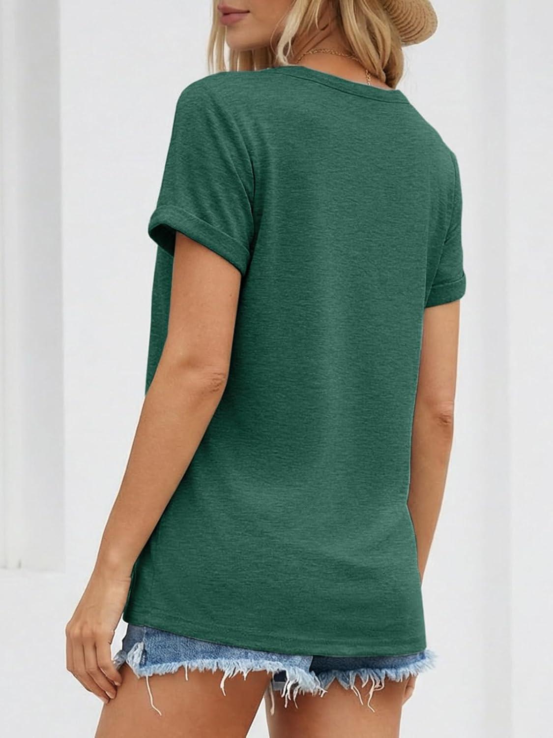 imageATHMILE Womens Boat Neck Tops Fashion Short Sleeve Scoop Neck Tees for Women Trendy Casual Shirts Summer Beach Outfits 2026Green