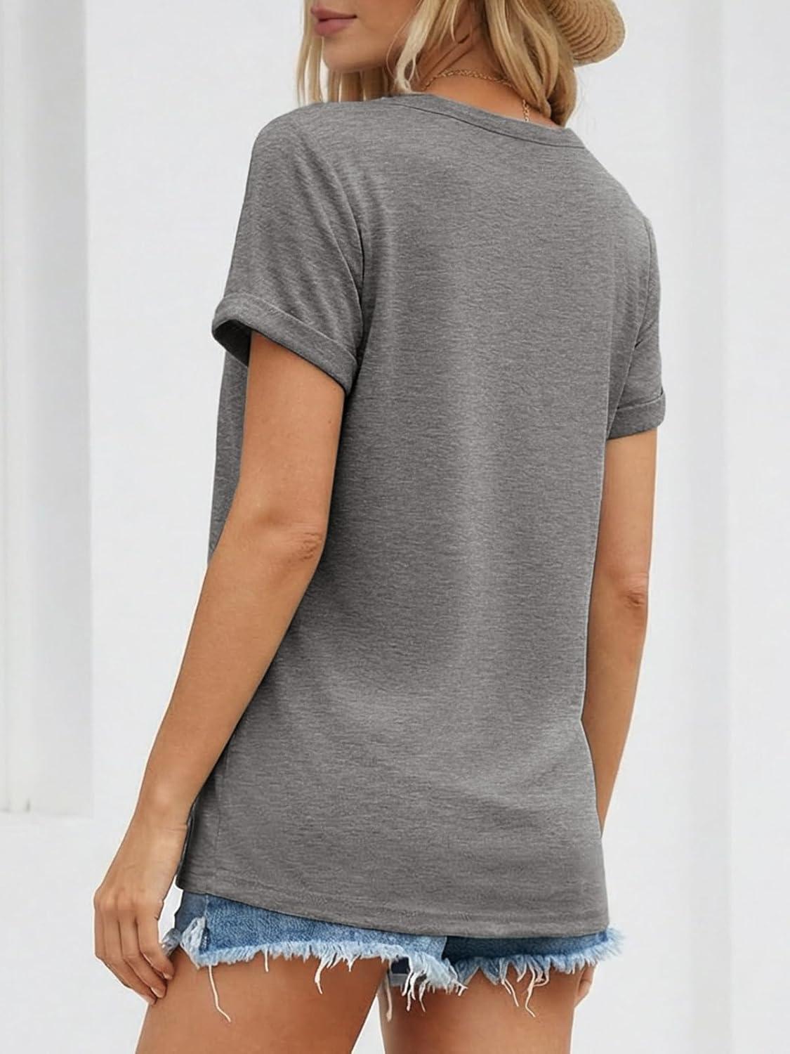imageATHMILE Womens Boat Neck Tops Fashion Short Sleeve Scoop Neck Tees for Women Trendy Casual Shirts Summer Beach Outfits 2026Grey