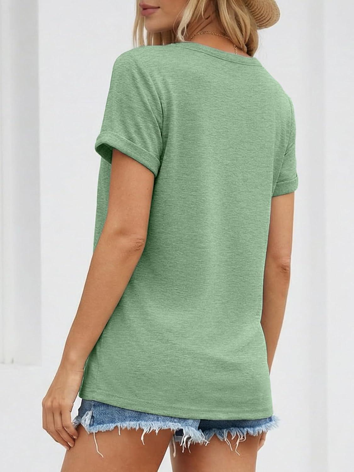 imageATHMILE Womens Boat Neck Tops Fashion Short Sleeve Scoop Neck Tees for Women Trendy Casual Shirts Summer Beach Outfits 2026Lightgreen