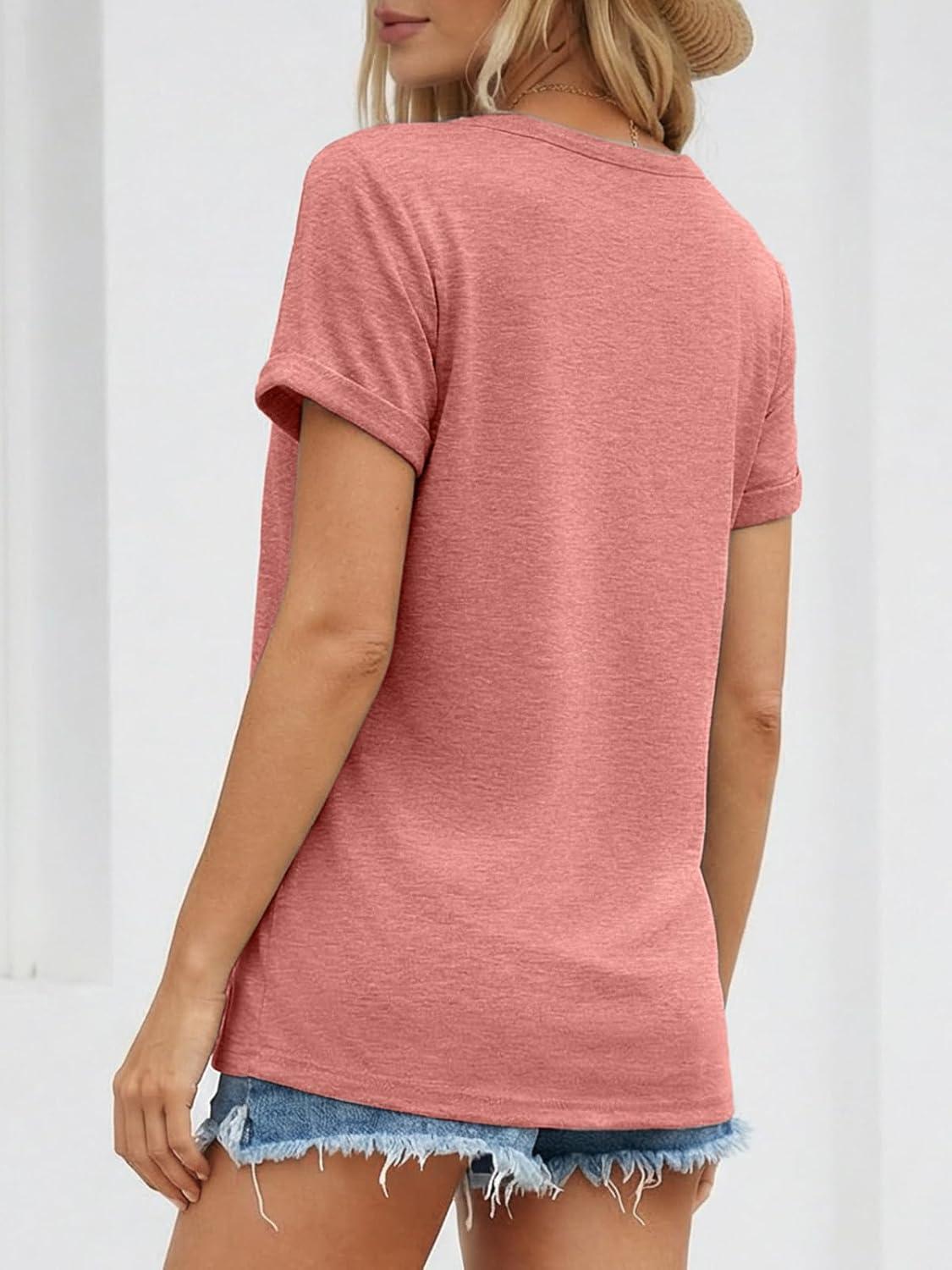 imageATHMILE Womens Boat Neck Tops Fashion Short Sleeve Scoop Neck Tees for Women Trendy Casual Shirts Summer Beach Outfits 2026Lightpink