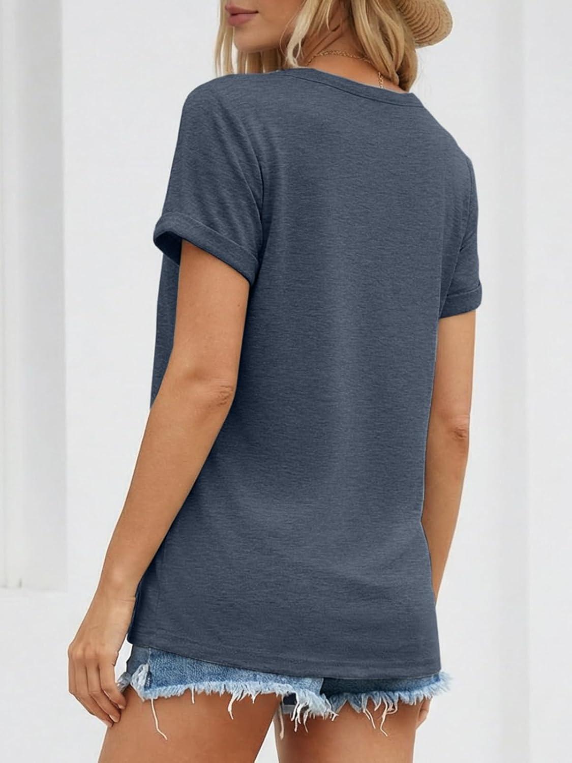 imageATHMILE Womens Boat Neck Tops Fashion Short Sleeve Scoop Neck Tees for Women Trendy Casual Shirts Summer Beach Outfits 2026Navy