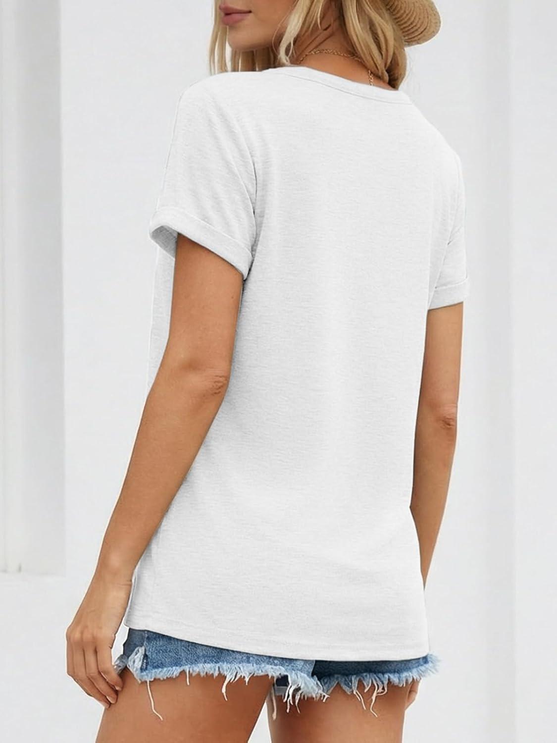 imageATHMILE Womens Boat Neck Tops Fashion Short Sleeve Scoop Neck Tees for Women Trendy Casual Shirts Summer Beach Outfits 2026White