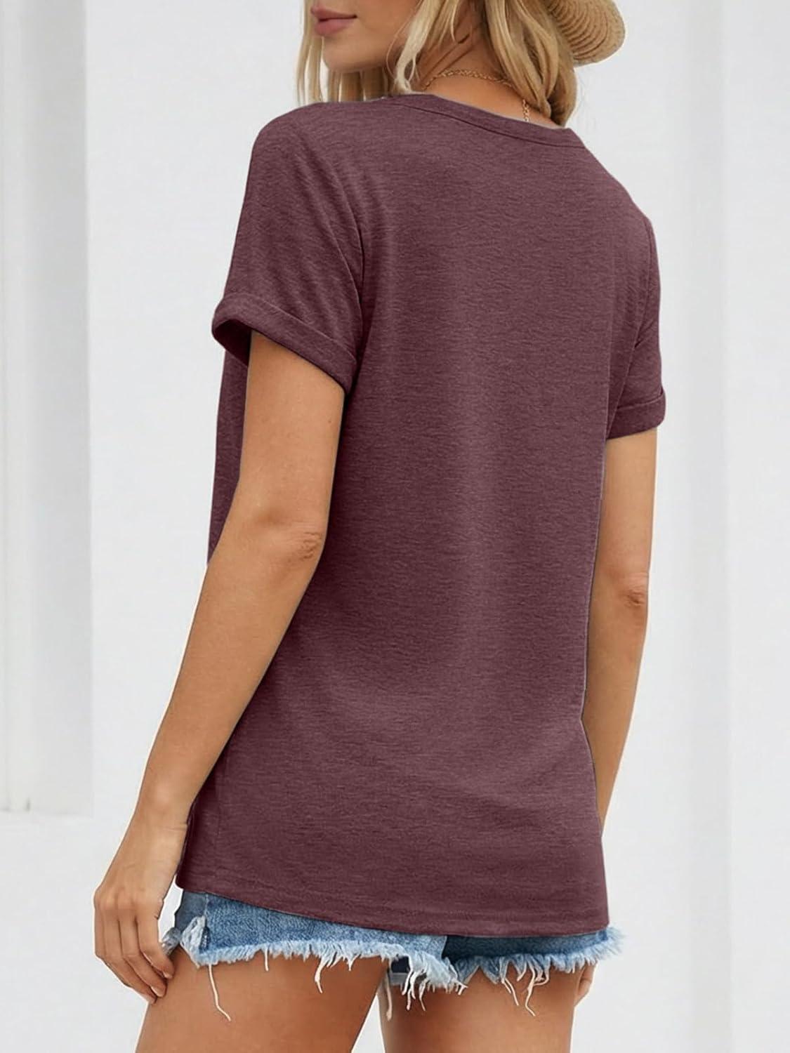 imageATHMILE Womens Boat Neck Tops Fashion Short Sleeve Scoop Neck Tees for Women Trendy Casual Shirts Summer Beach Outfits 2026Winered