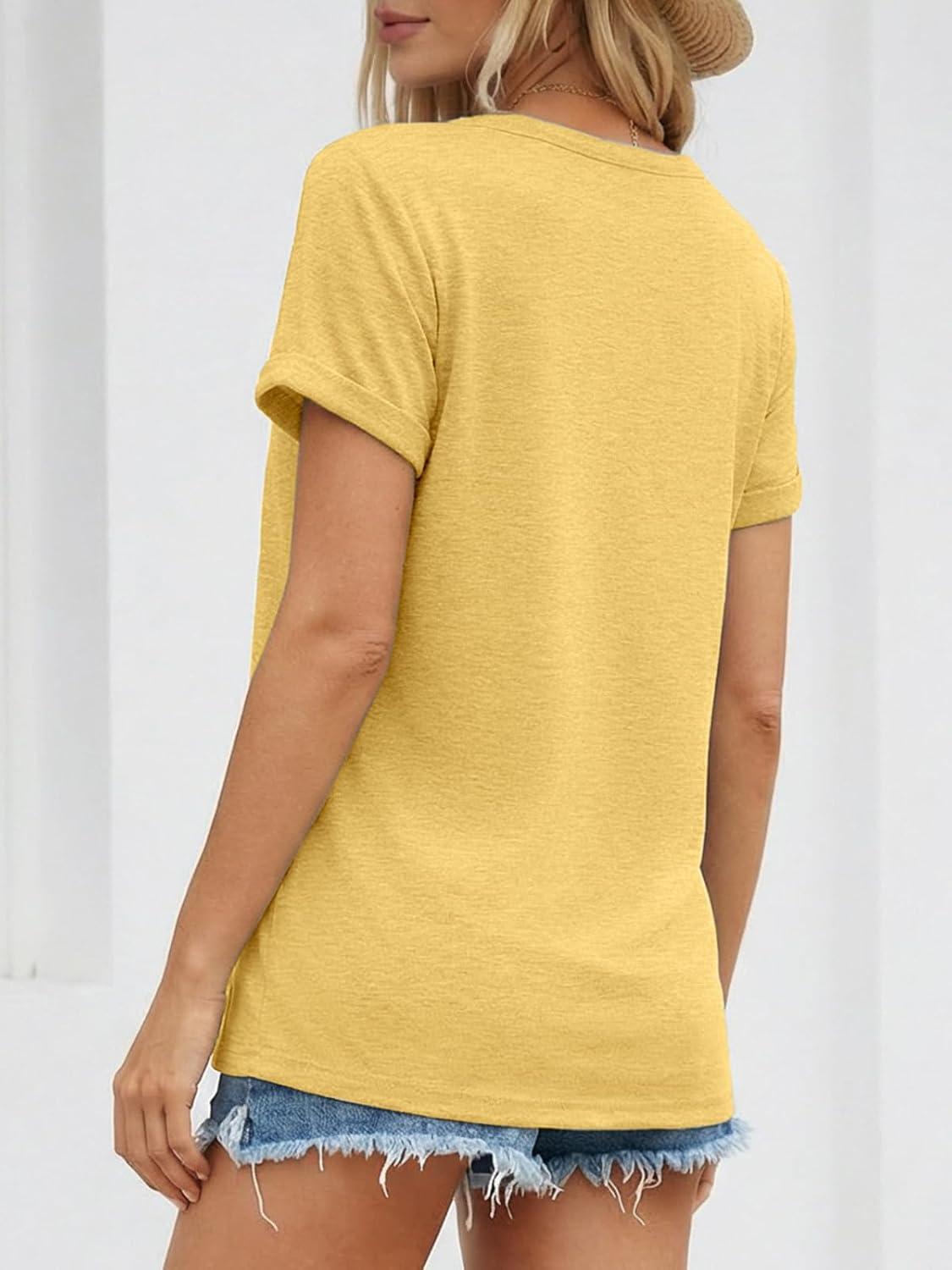 imageATHMILE Womens Boat Neck Tops Fashion Short Sleeve Scoop Neck Tees for Women Trendy Casual Shirts Summer Beach Outfits 2026Yellow