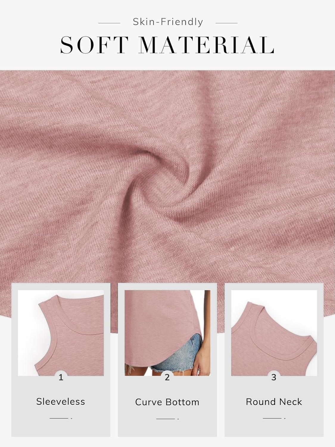 imageATHMILE Womens Loose Fit Casual Flowy Tank Tops Round Neck Trendy Sleeveless Summer Beach Clothes OutfitsPink