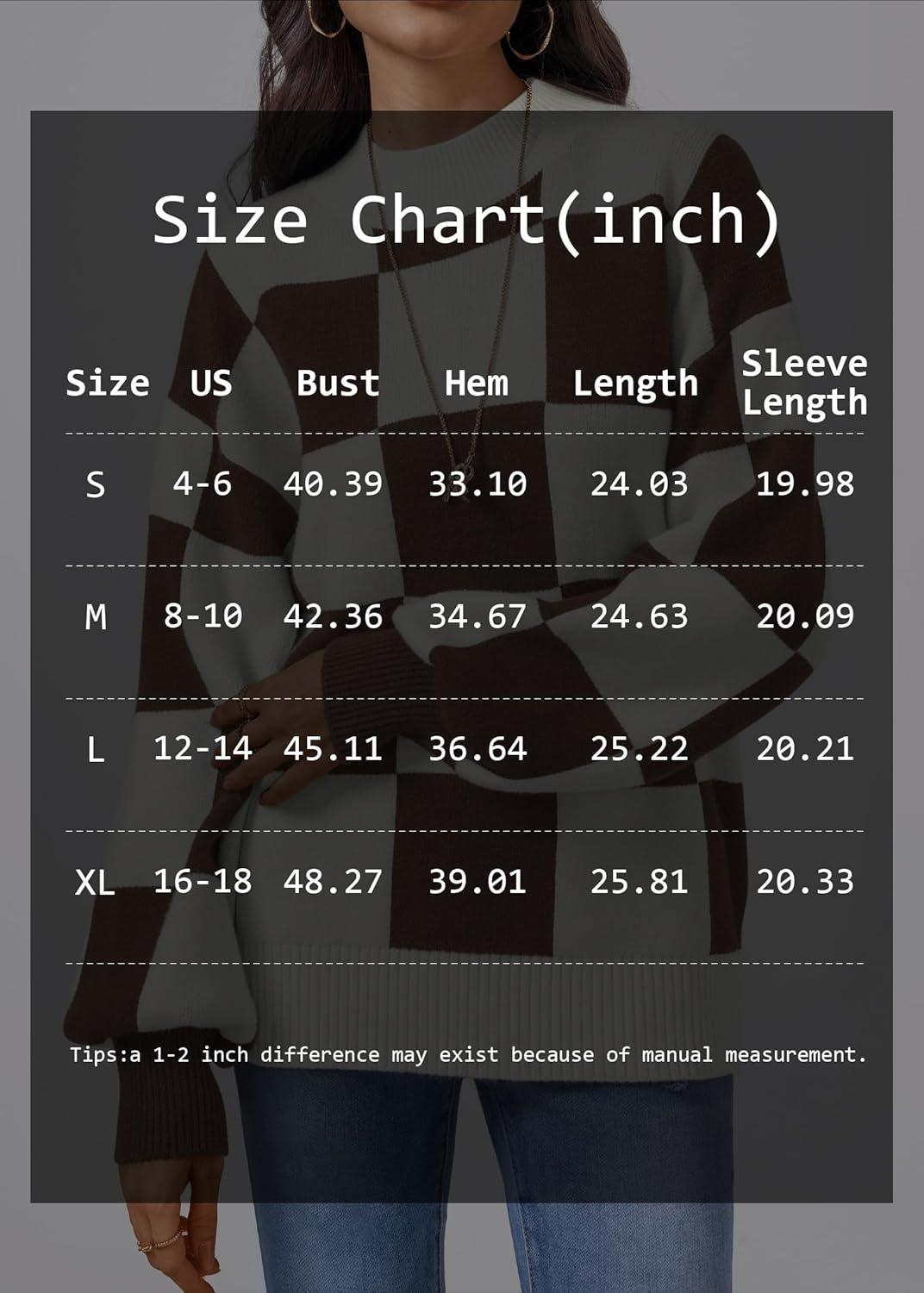 imageATHMILE Womens Fashion Turtleneck Sweater Long Sleeve Plaid Ribbed Knit Loose Pullover Tops Trendy Office OutfitsMocha