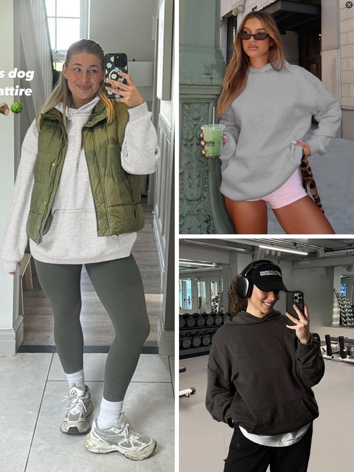 imageATHMILE Womens Oversized Hoodies Fleece Sweatshirts Long Sleeve Sweaters Pullover Fall Clothes with PocketCoffee