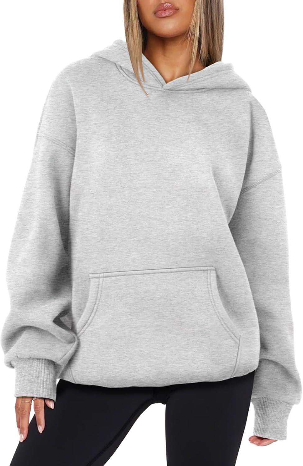 imageATHMILE Womens Oversized Hoodies Fleece Sweatshirts Long Sleeve Sweaters Pullover Fall Clothes with PocketGrey