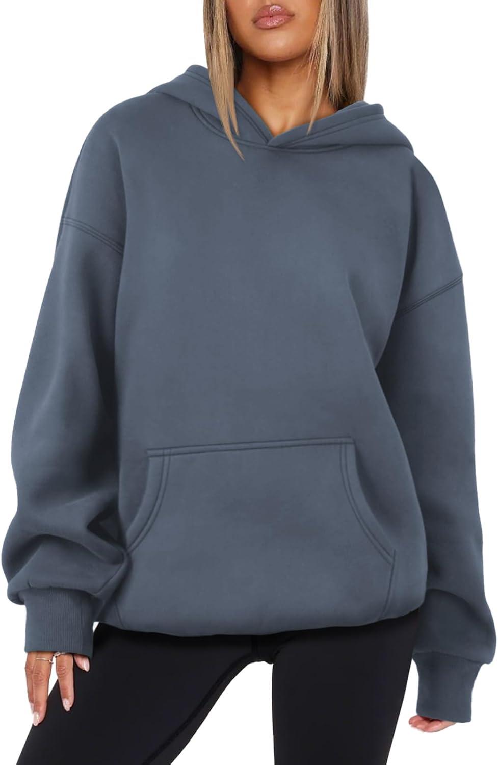 imageATHMILE Womens Oversized Hoodies Fleece Sweatshirts Long Sleeve Sweaters Pullover Fall Clothes with PocketGrey Blue