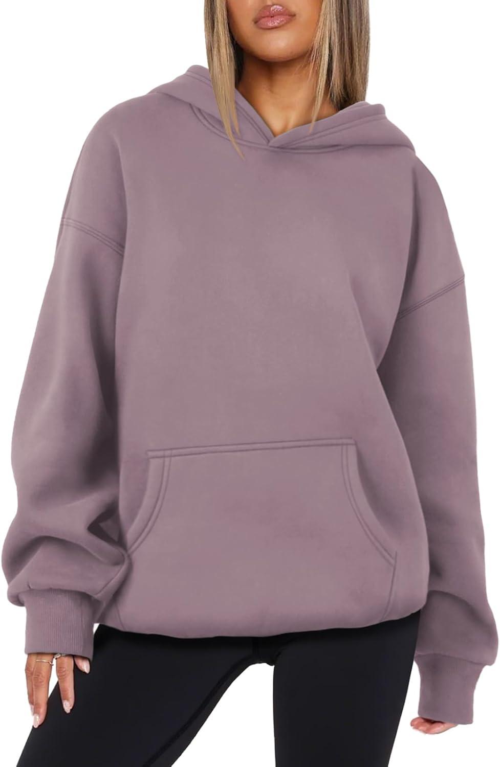 imageATHMILE Womens Oversized Hoodies Fleece Sweatshirts Long Sleeve Sweaters Pullover Fall Clothes with PocketNutmeg
