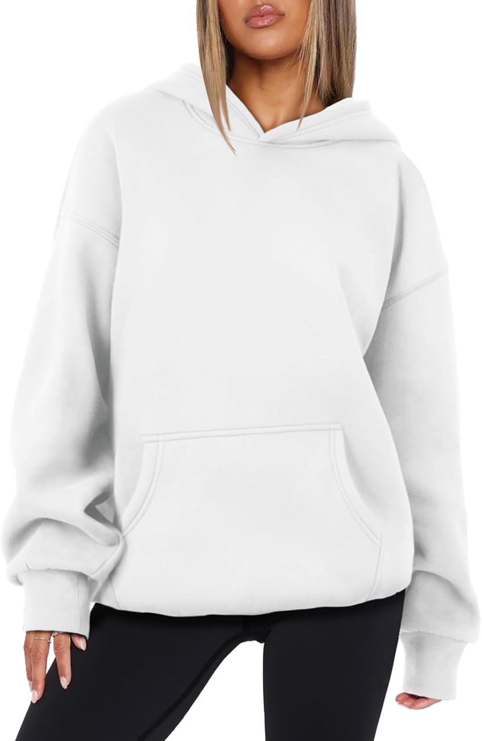 imageATHMILE Womens Oversized Hoodies Fleece Sweatshirts Long Sleeve Sweaters Pullover Fall Clothes with PocketWhite