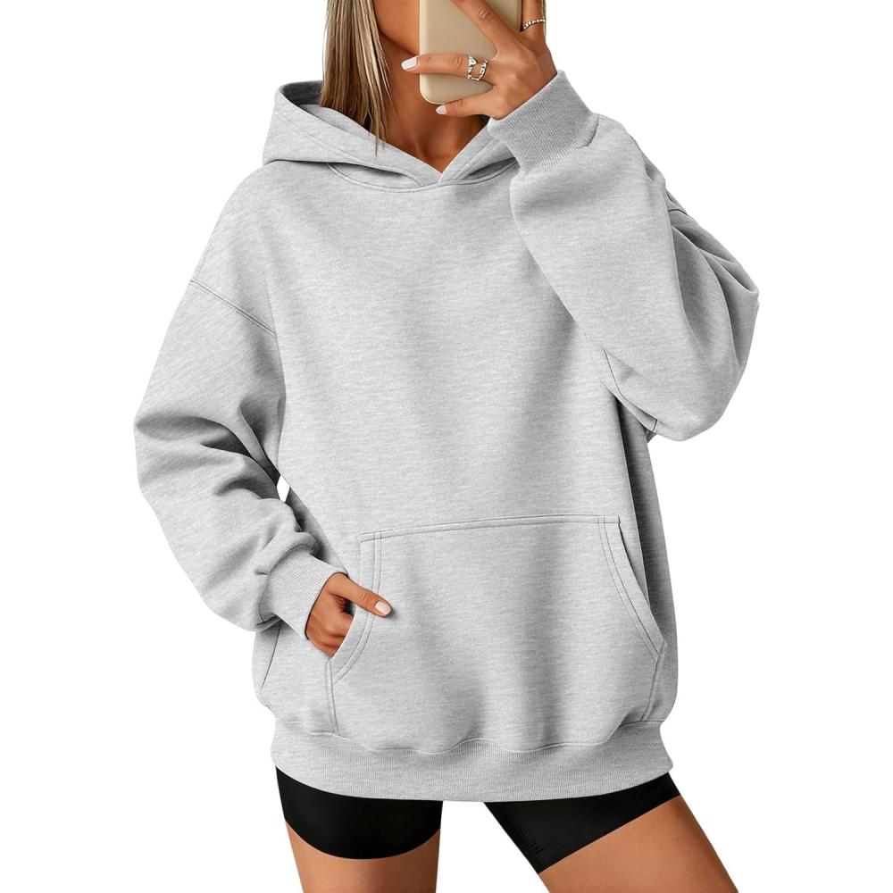 imageATHMILE Womens Oversized Hoodies Fleece Sweatshirts Long Sleeve Sweaters Pullover Fall Clothes with PocketGrey