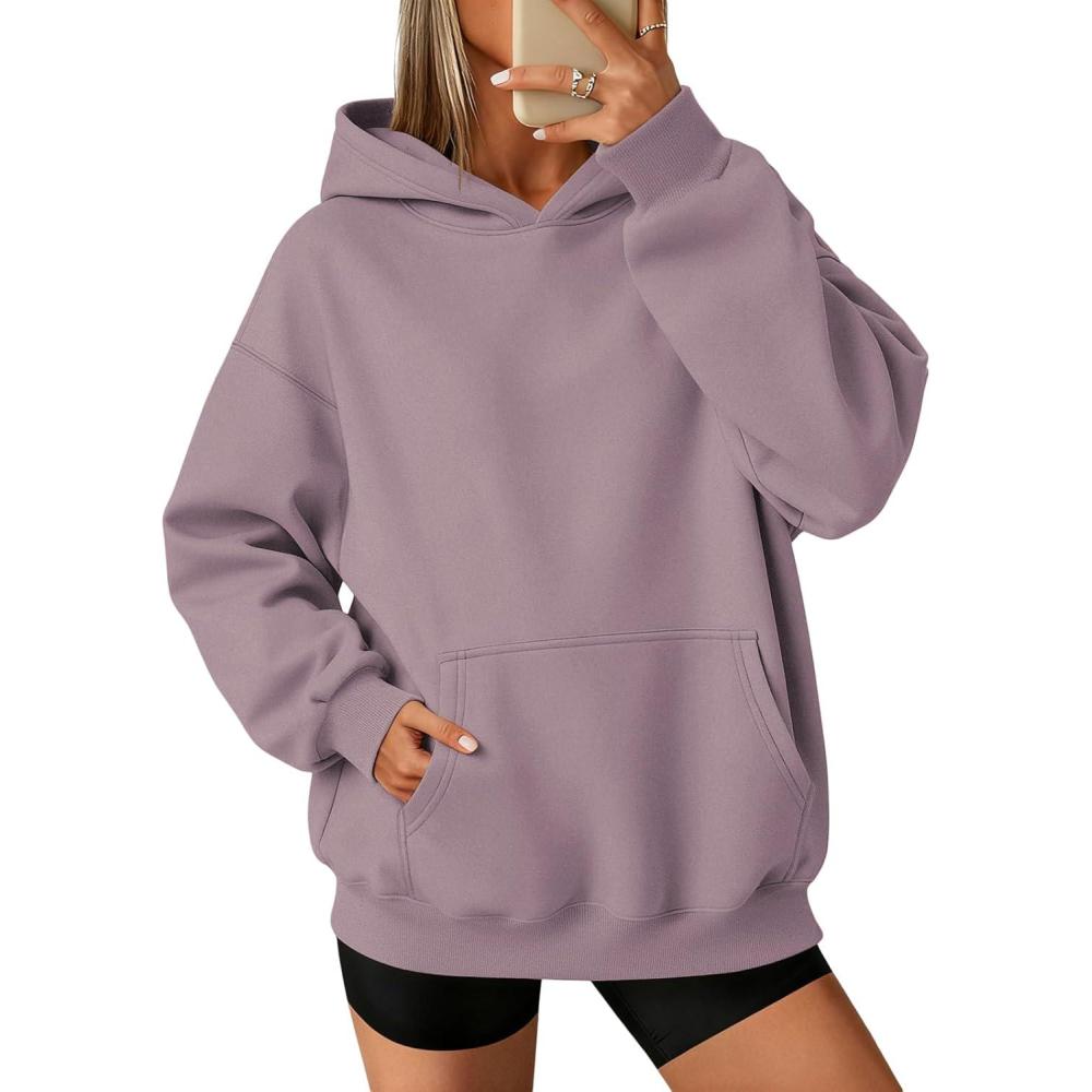 imageATHMILE Womens Oversized Hoodies Fleece Sweatshirts Long Sleeve Sweaters Pullover Fall Clothes with PocketNutmeg