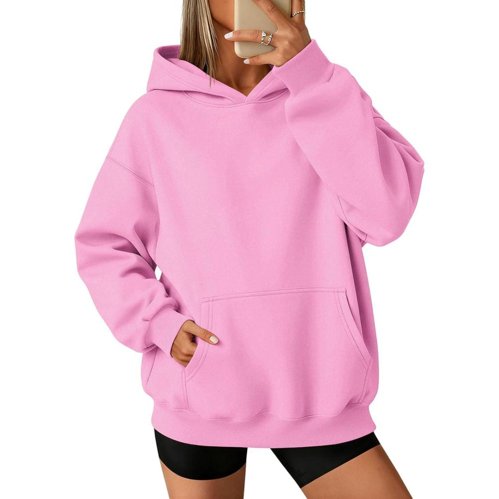 imageATHMILE Womens Oversized Hoodies Fleece Sweatshirts Long Sleeve Sweaters Pullover Fall Clothes with PocketPink