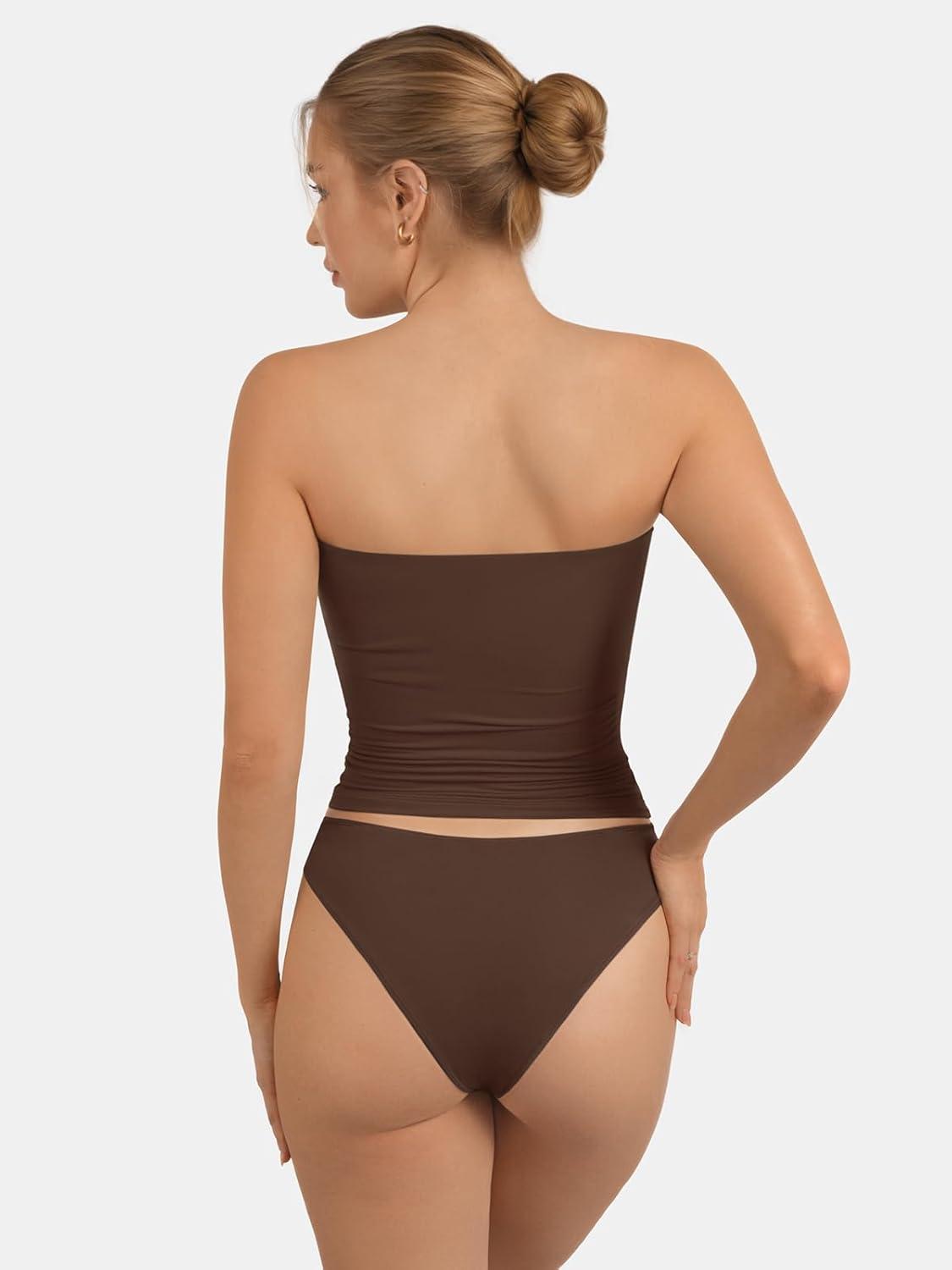 imageATHMILE Women Sexy Tube Top Summer Y2K Going Out Double Lined Basic Tank TopBrown