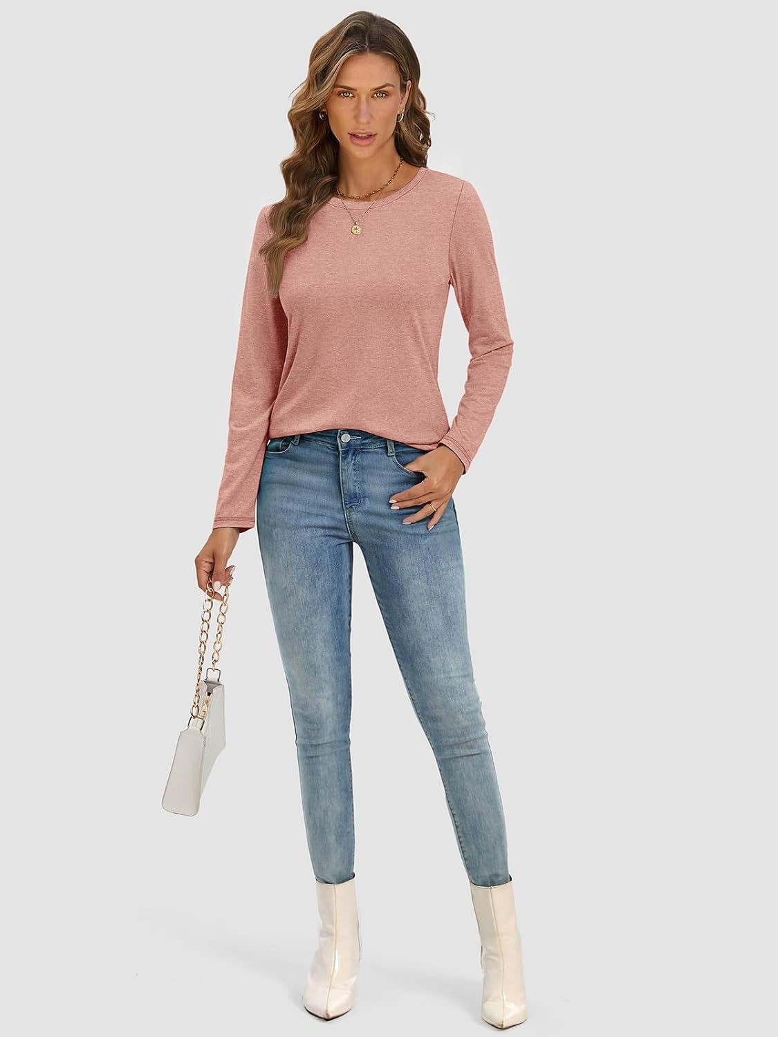 image:imageATHMILE Womens Long Sleeve Shirts Basic Tee Fall Trendy Teen Girl Teacher School Business Casual Workout 2026 FashionPink