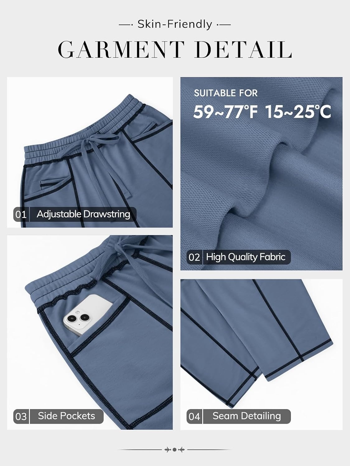 image:imageATHMILE Womens Baggy Barrel Sweatpants Wide Leg Drawstring Lounge Sweat Pants with PocketsBlue