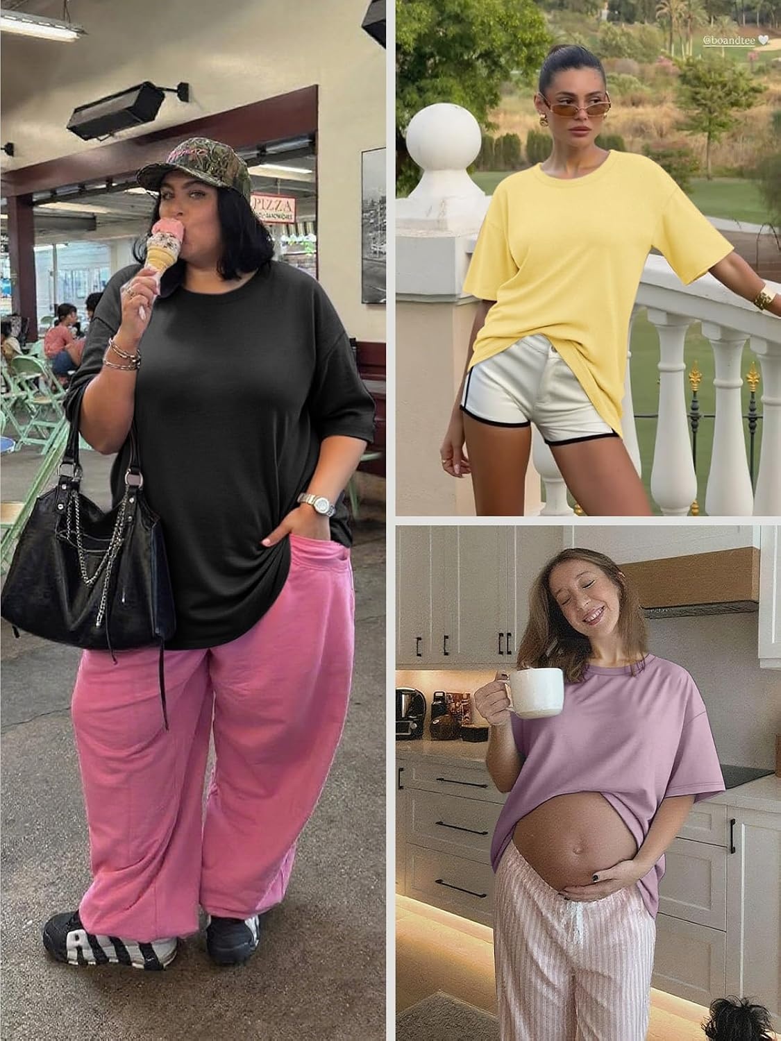 image:imageATHMILE Womens Oversized T Shirts Short Sleeve Workout Tops Cotton Casual Loose Fit Basic Graphics Gym Summer Plus Size Fashion ClothesKhaki