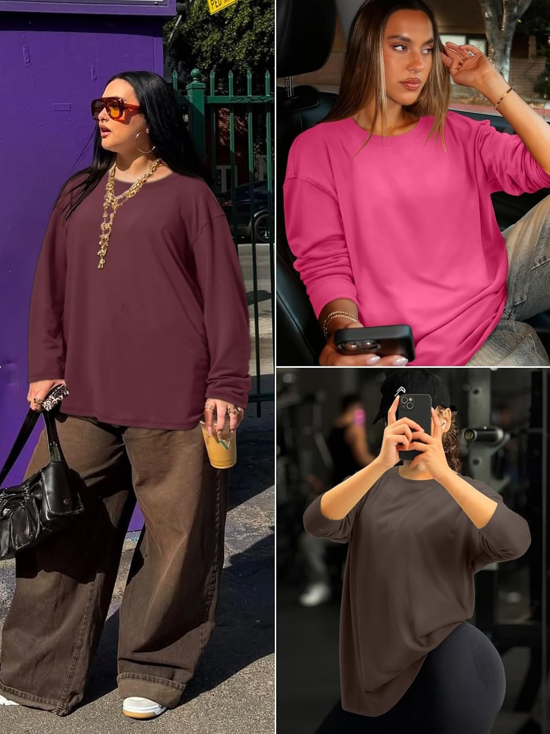 image:imageATHMILE Womens Oversized T Shirts Short Sleeve Workout Tops Cotton Casual Loose Fit Basic Graphics Gym Summer Plus Size Fashion ClothesZpurple
