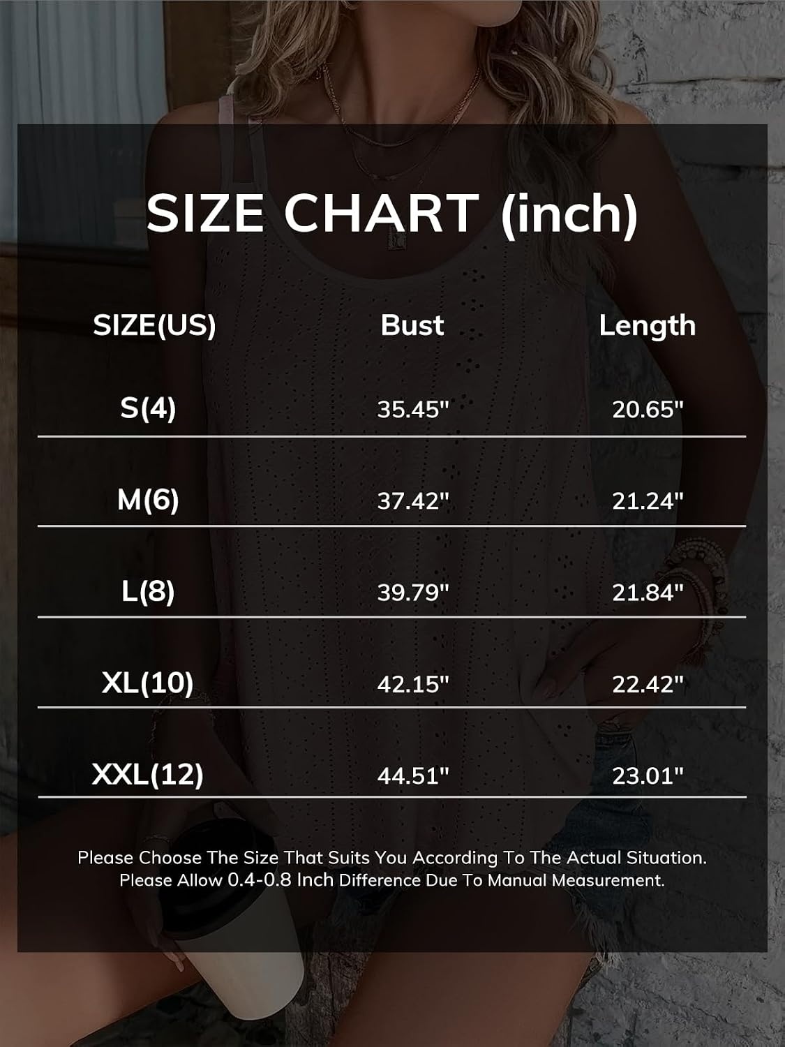 image:imageATHMILE Womens Tank Tops Sleeveless Summer Top Spaghetti Strap Flowy Boho ClothesLoose Spring Shirt Loose FitBeach Vacation Camisole EyeletBrown