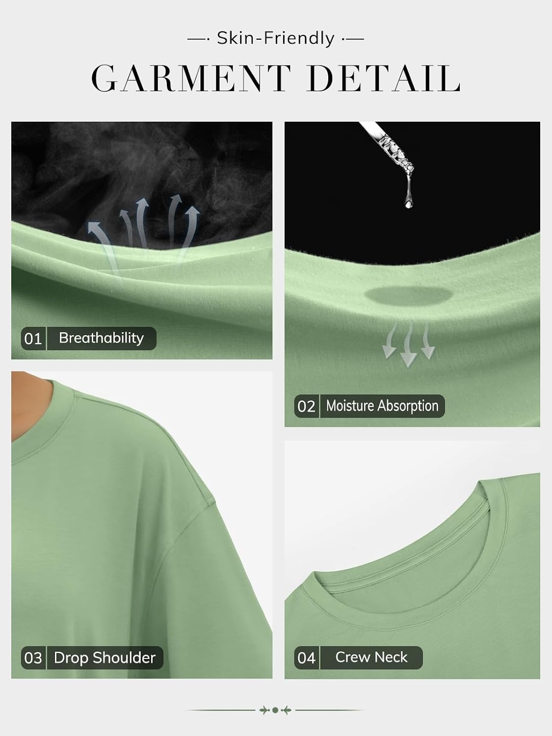 image:imageATHMILE Oversized Long Sleeve Shirts for Women Casual TeeLight Green