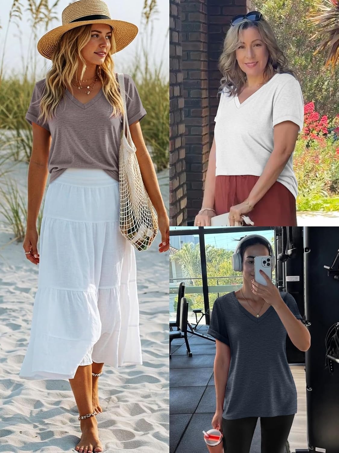 image:imageATHMILE T Womens Short Sleeve TShirts V Neck Summer Tops Basic TeesUsa Flag