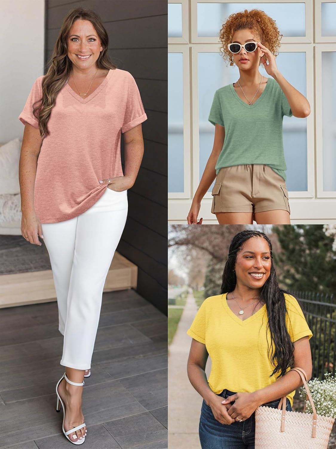 image:imageATHMILE T Womens Short Sleeve TShirts V Neck Summer Tops Basic TeesUsa Flag