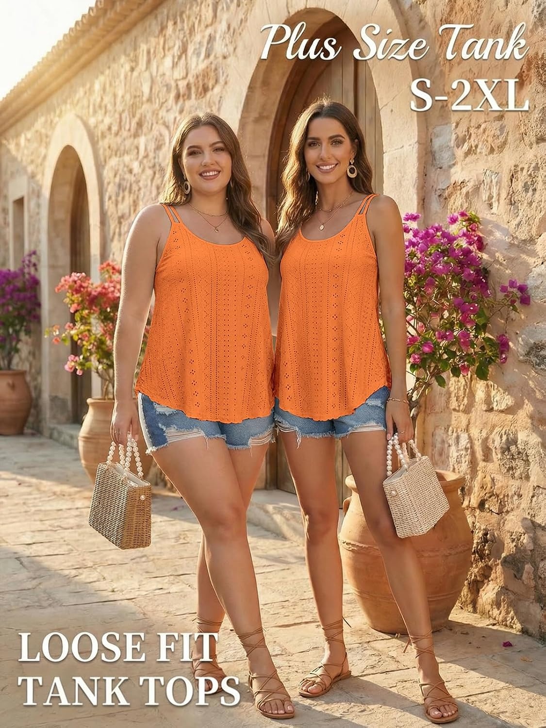 image:imageATHMILE Womens Tank Tops Sleeveless Summer Top Spaghetti StrapOrange