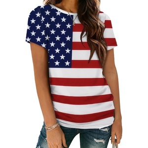 ATHMILE Womens Basic T Shirt Crewneck Short Sleeve Summer Tops(Usaflag)
